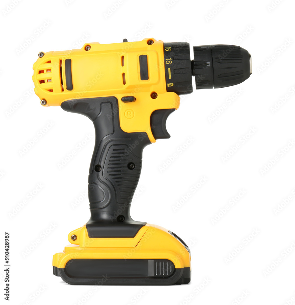 Modern cordless electric screwdriver isolated on white Modern cordless electric screwdriver isolated on white