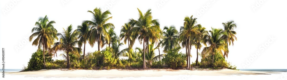 A Small Tropical Island with Palm Trees and White Sand A Small Tropical Island with Palm Trees and White Sand