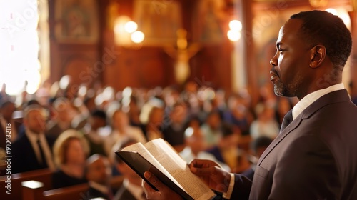 Man Preaching in Church photo