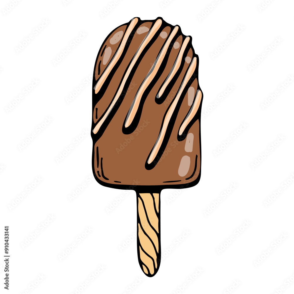 Obraz premium Ice cream flat. Sweets summer food. Hand drawn line art.