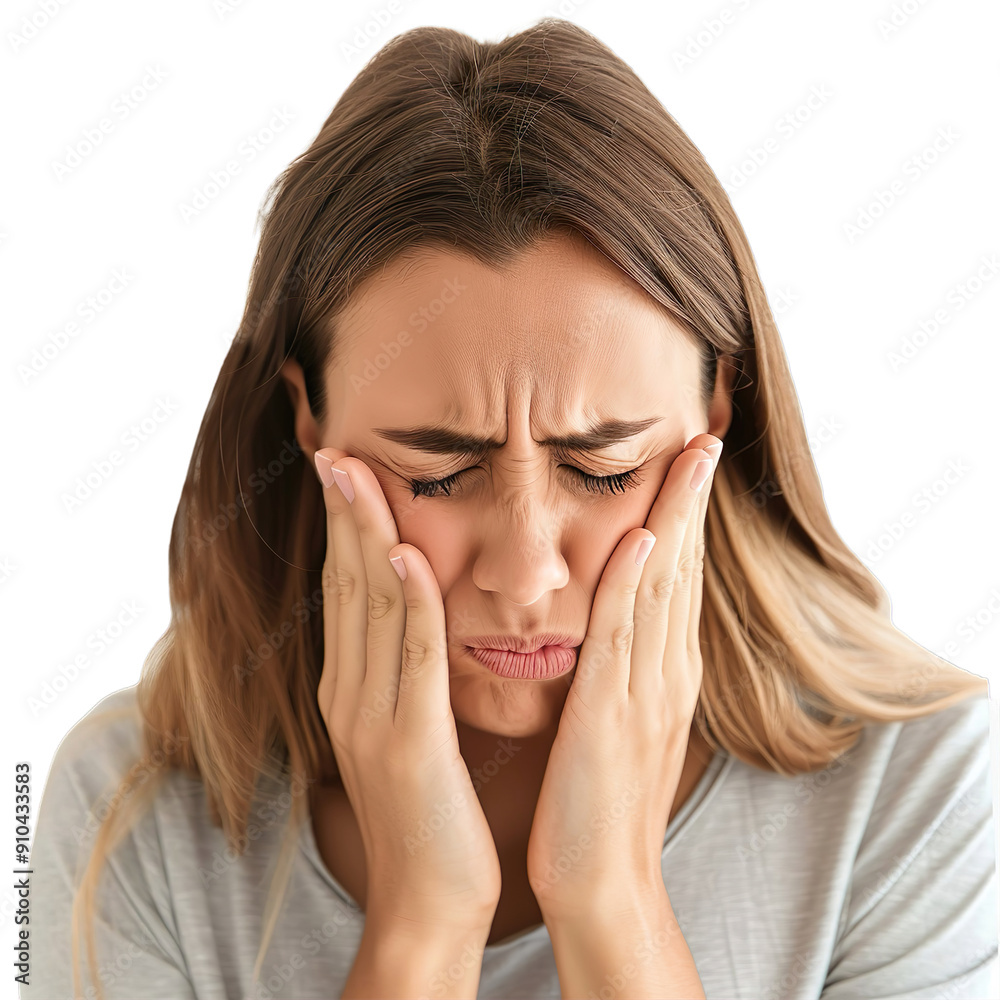 Woman root canal pain on a white background. Woman root canal pain on a white background.