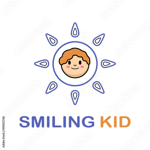 Cute toddler vector logo template for children or toys shop, game room, baby care center