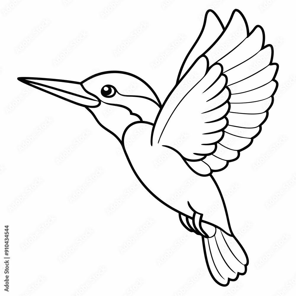 Obraz premium kingfisher bird. Colouring page for kids and adults. Print design, t-shirt design, tattoo design, mural art, line art. 