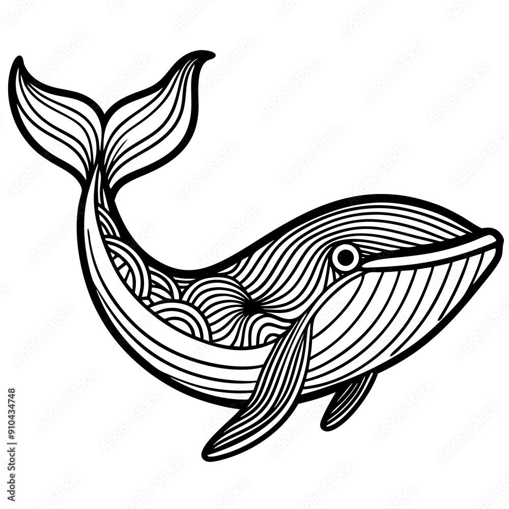 Whale vector illustration. Outline drawing colouring page in underwater book or page for children. Whale vector illustration. Outline drawing colouring page in underwater book or page for children.