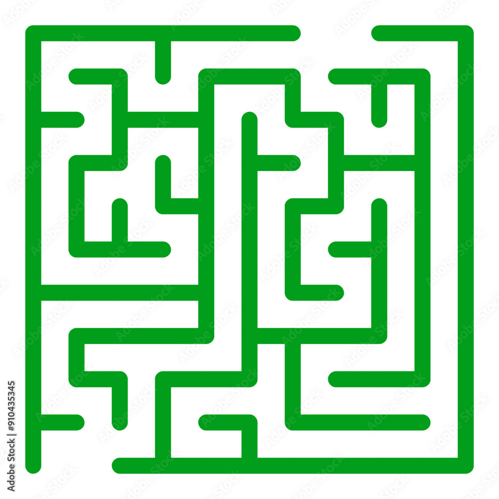 Maze shape design element. There is one entrance and exit and one correct path, but many paths lead to dead ends Maze shape design element. There is one entrance and exit and one correct path, but many paths lead to dead ends