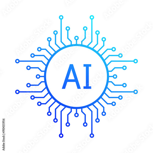 Artificial intelligence and machine learning technology logo, vector illustration.