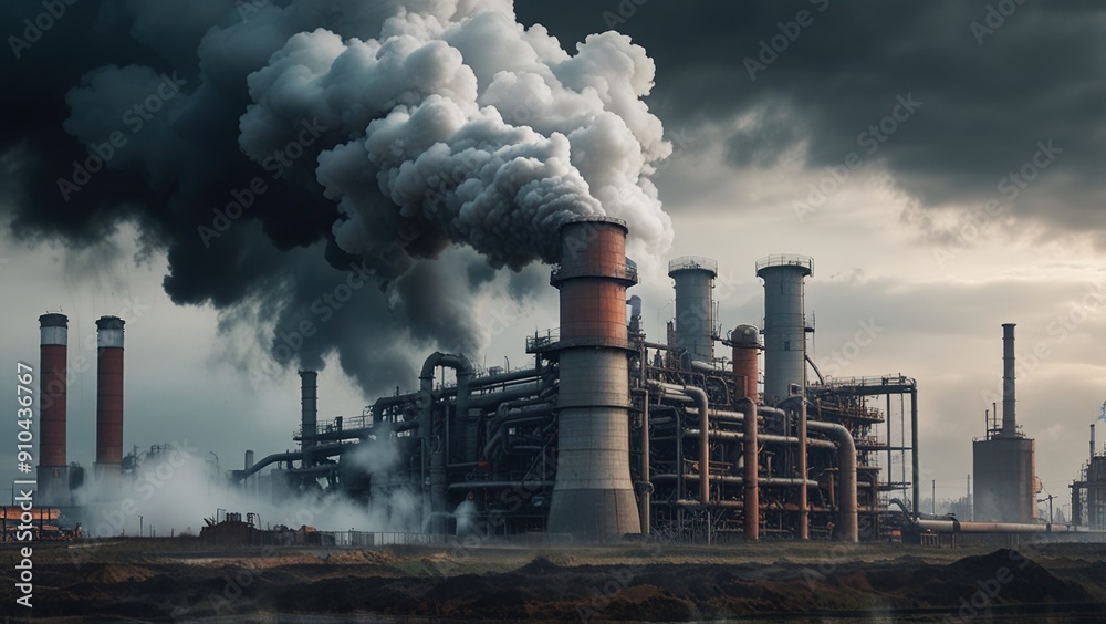 Industrial Smokestacks Emit Black Smoke Industrial Smokestacks Emit Black Smoke
