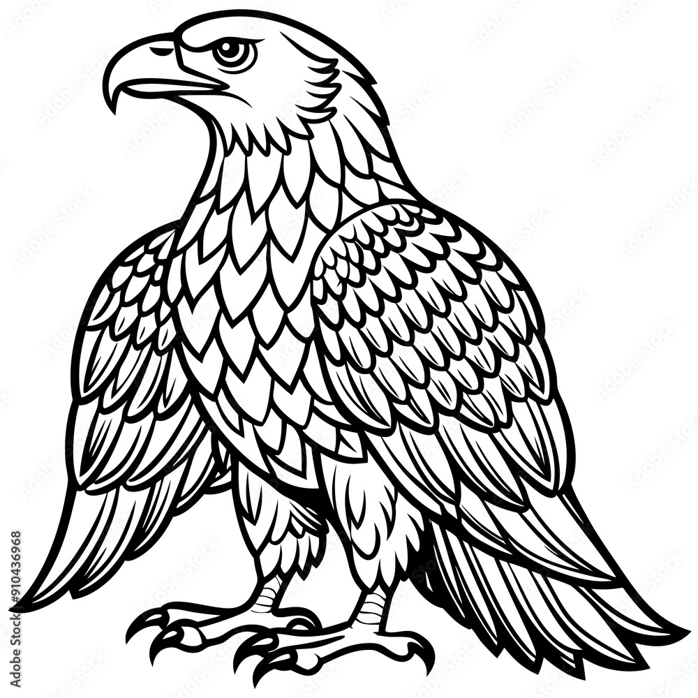 Obraz premium Eagle bird coloring pages mandala designe outline vector illustration for kids coloring book