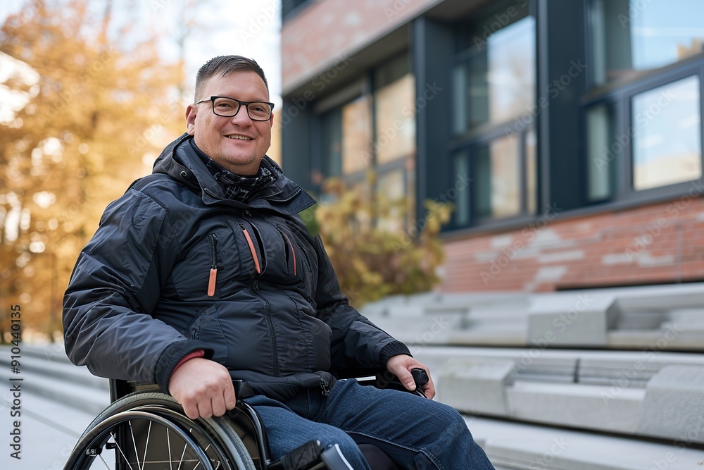Disabled young man in wheelchair Disabled young man in wheelchair