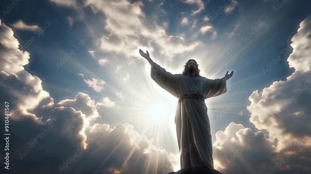 jesus christ ascension to heaven colorful art animation -- 4k new quality stock video footage AI jesus christ ascension to heaven colorful art animation -- 4k new quality stock video footage AI