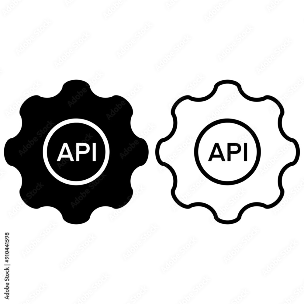 API icon in flat style. Software integration vector illustration on isolated background. Algorithm programming sign business concept. API icon in flat style. Software integration vector illustration on isolated background. Algorithm programming sign business concept.