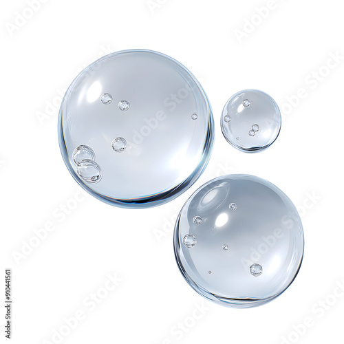 Serum or Liquid gel moisturizer with bubbles isolated on transparent background Generative Ai.