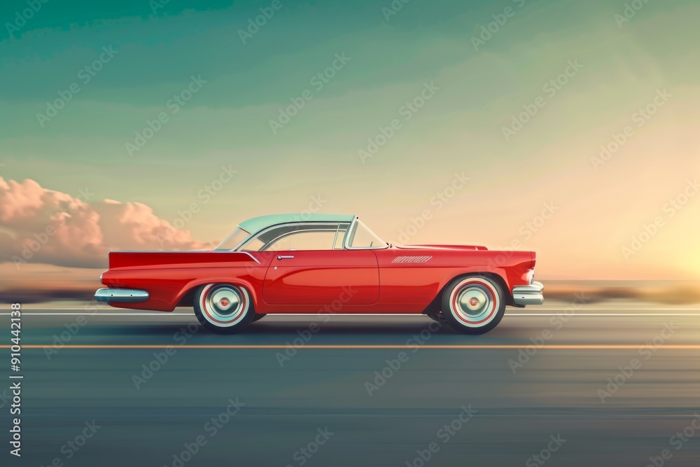 red passenger car on the road motion blur red passenger car on the road motion blur