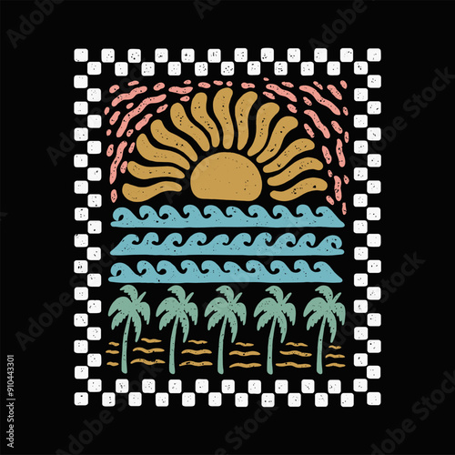 The Surf Culture Element Vector Illustration