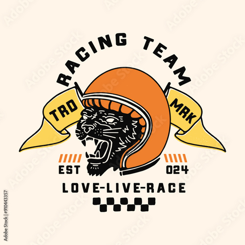 Tiger Helmet Racing Vector Illustration