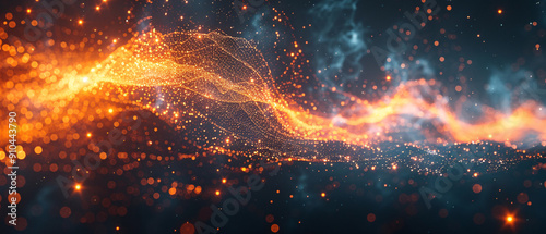 Abstract Orange and Blue Glittering Particle Background