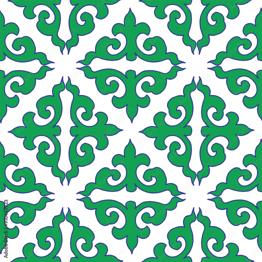 Real Tatar seamless pattern. Islamic tulip, floral geometry. Culture of the Tatar people, symbols of green and red Real Tatar seamless pattern. Islamic tulip, floral geometry. Culture of the Tatar people, symbols of green and red