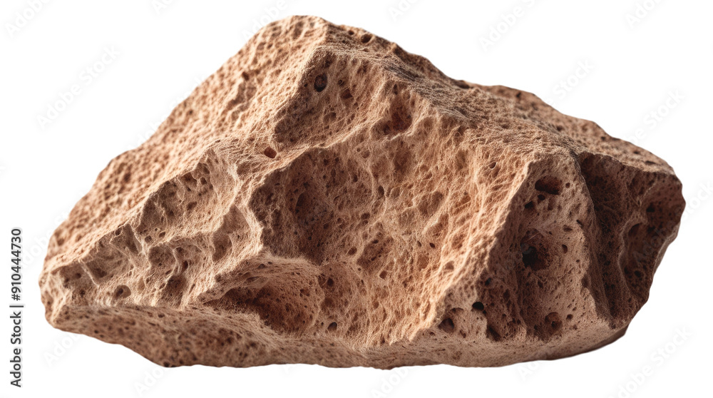 Natural stone from geological collection - raw brown pumice isolated on white background and transparent background. PNG. Natural stone from geological collection - raw brown pumice isolated on white background and transparent background. PNG.