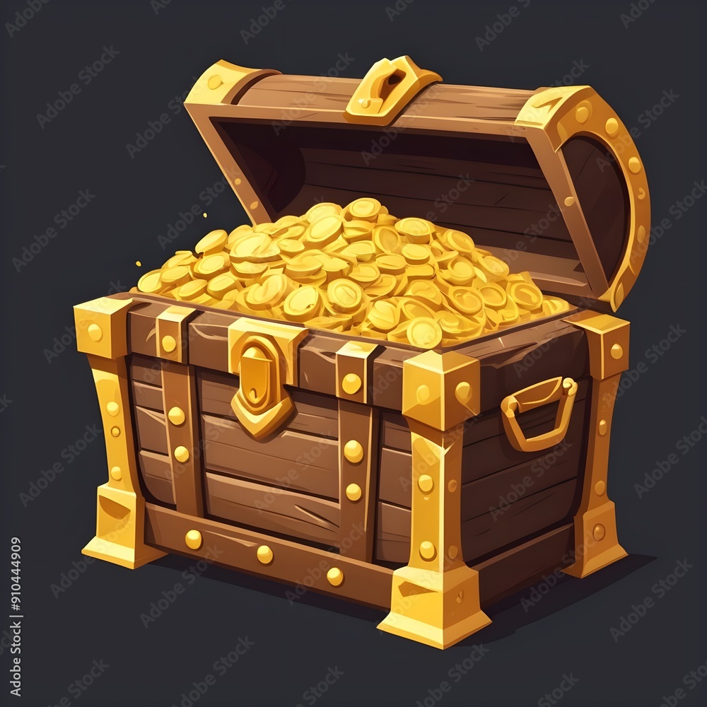 Treasure chest with gold coins. Generative AI. Treasure chest with gold coins. Generative AI.