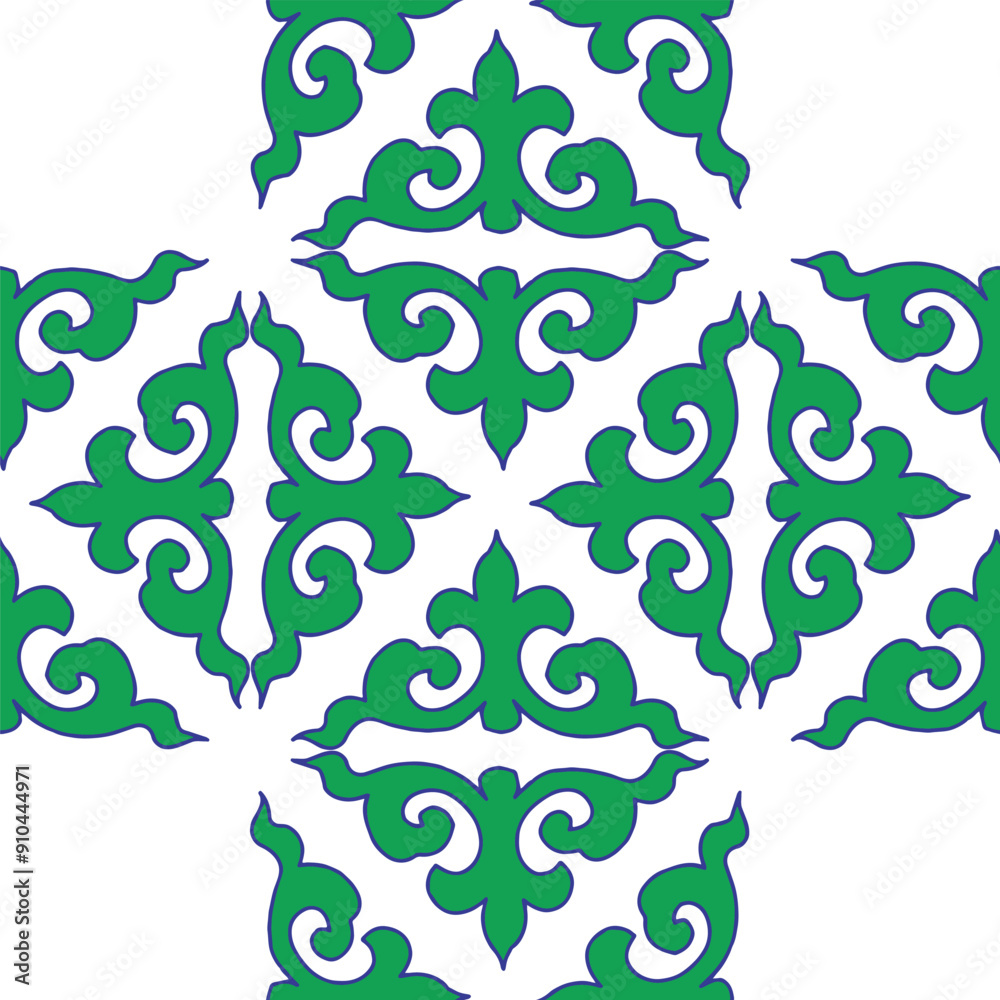 Real Tatar seamless pattern. Islamic tulip, floral geometry. Culture of the Tatar people, symbols of green and red Real Tatar seamless pattern. Islamic tulip, floral geometry. Culture of the Tatar people, symbols of green and red
