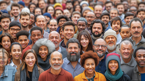 Diverse Crowd of People Smiling Together