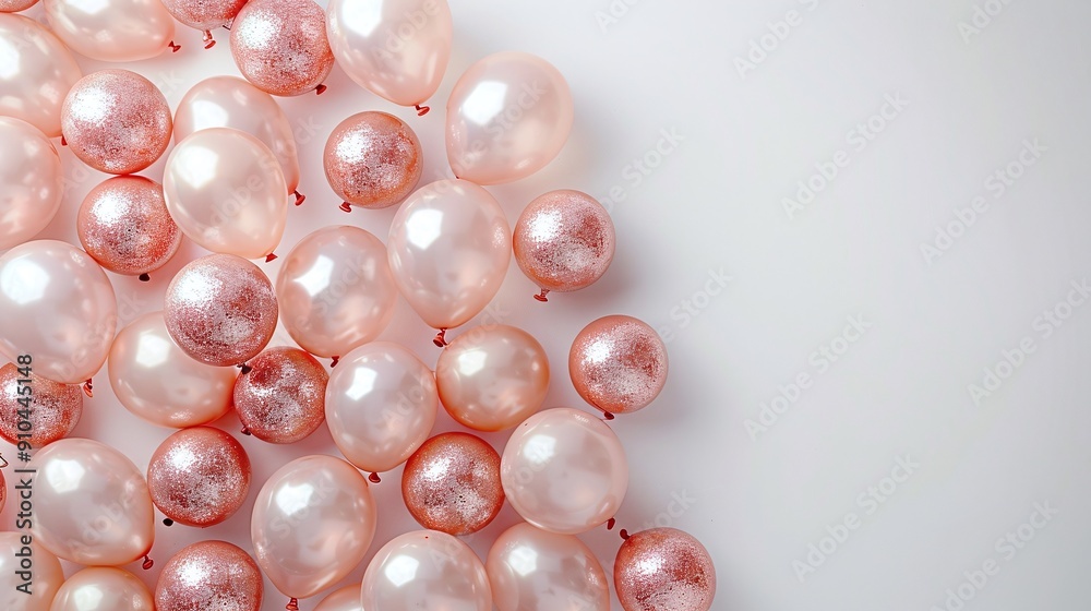 Pink pearl balloons on a white background. Minimalistic flat lay style with elegant decoration. Copy space for text. Ideal for banners, marketing materials, backgrounds, and celebration themes.
Pink pearl balloons on a white background. Minimalistic flat lay style with elegant decoration. Copy space for text. Ideal for banners, marketing materials, backgrounds, and celebration themes.