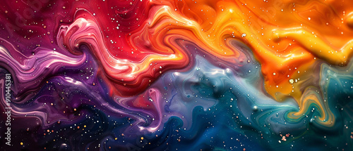 Abstract Swirling Paint Colors Red, Orange, Purple and Blue Background