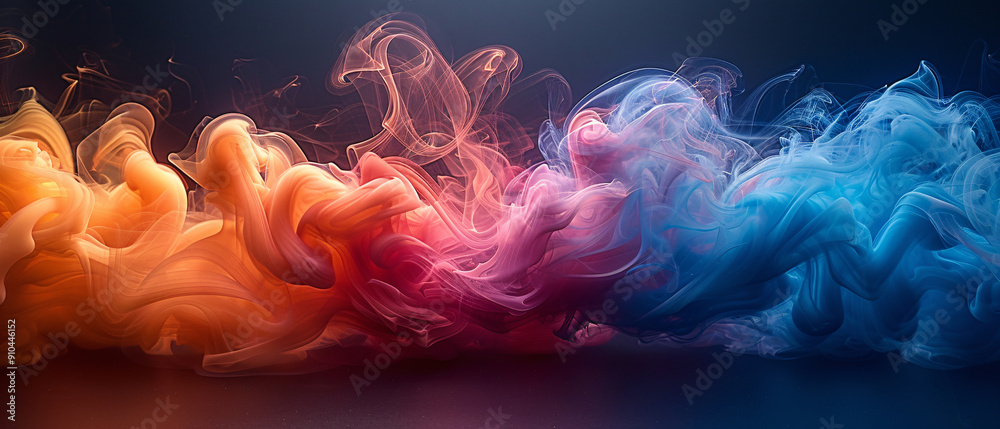Obraz premium Abstract Smoke Art Photography with Orange, Pink, and Blue Swirls