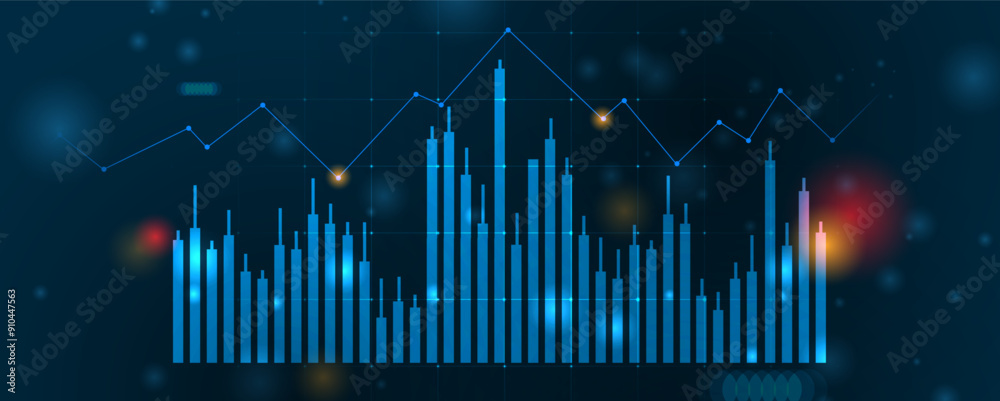 Naklejka premium Financial technology and business analysis background. Virtual big data science illustration