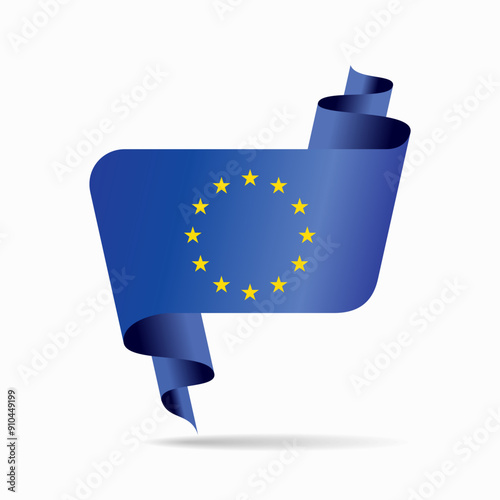 European Union flag wavy ribbon background. Vector illustration. photo