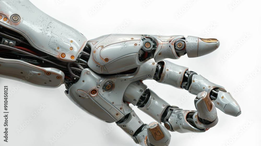 Detailed Close-up of Futuristic Robotic Hand with Complex Mechanical Structures and Advanced AI Technology, Perfect for Innovation and Engineering Themes in Technology and Science Contexts Detailed Close-up of Futuristic Robotic Hand with Complex Mechanical Structures and Advanced AI Technology, Perfect for Innovation and Engineering Themes in Technology and Science Contexts
