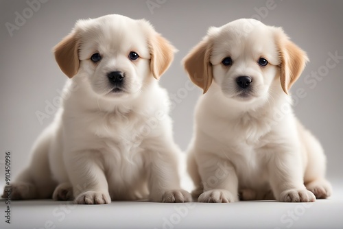 background two isolated puppies sat white puppy dog doggy canino fluffy bichon jack russell chihuahua terrier toy peach apricot cute small tiny young baby sleep sleepy isolated2 sibling brother photo