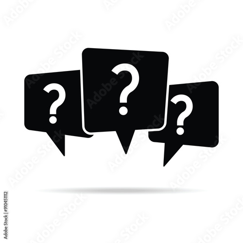 Set of Containing speech bubble, message, inbox, question and answer, Message box with question icon. Vector Illustration.