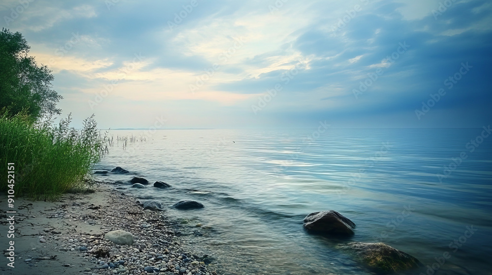 Obraz premium Memories on the shoreline, a nostalgic feeling of serenity.