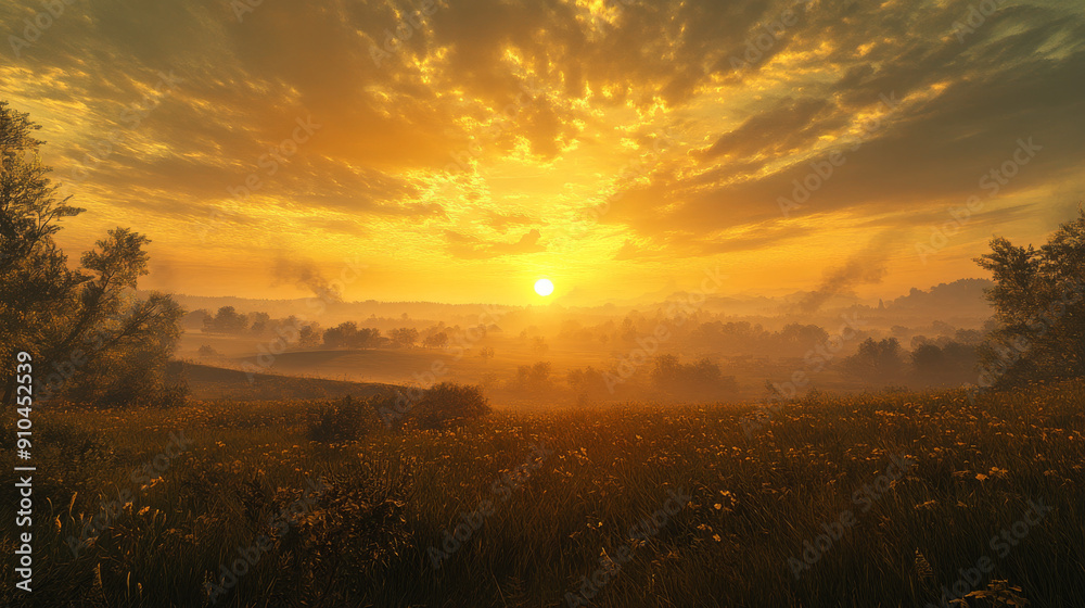 The sun sinks below the horizon, casting a golden glow over the landscape. The sun sinks below the horizon, casting a golden glow over the landscape.