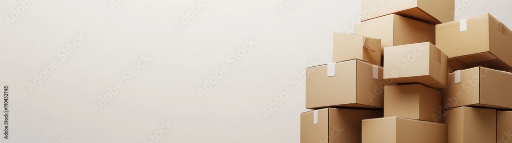 Stack of Cardboard Boxes on a White Background Stack of Cardboard Boxes on a White Background