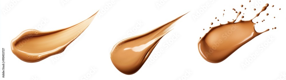 Foundation Makeup Splashes and Swirls on White Background Foundation Makeup Splashes and Swirls on White Background