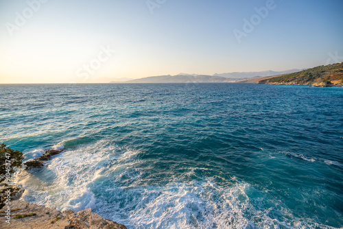 view on Pulebardha Beach between Ksamil and Saranda in Albania photo