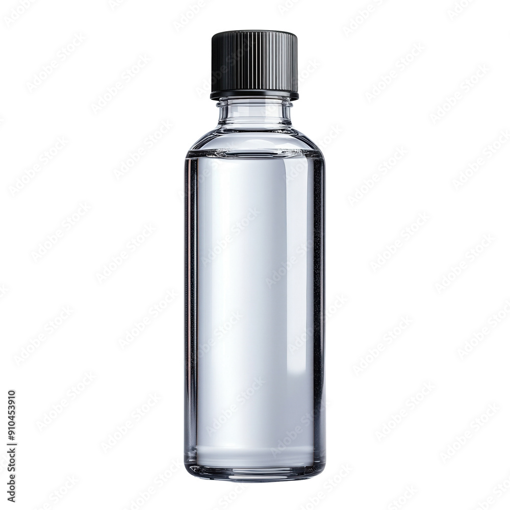 glass bottle with black screw cap. glass bottle with black screw cap.