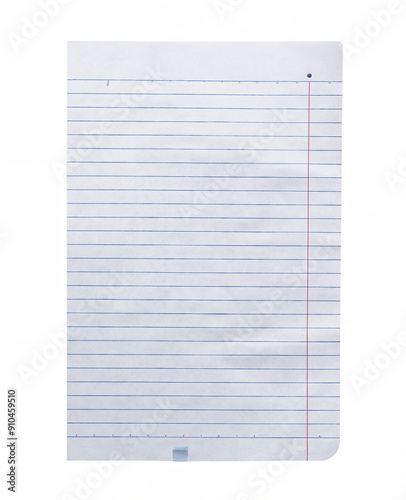 Close-Up of White Lined Paper on White Background