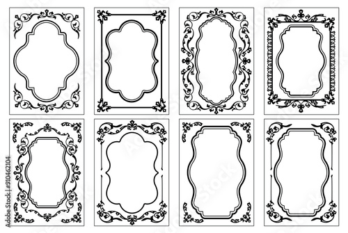 Decorative wedding frames, retro ornamental frame, vintage rectangle ornaments and ornate border. antique museum picture borders. Isolated icons vector set..eps