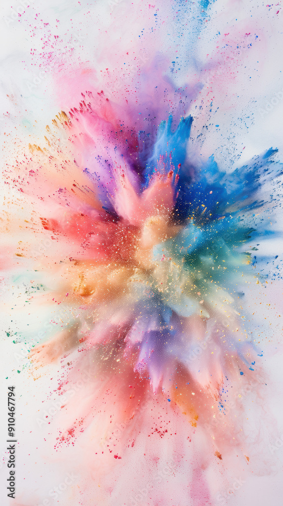 Fototapeta premium Vibrant Powder Burst on White Background.