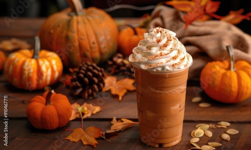 A pumpkin spice milkshake with whipped cream