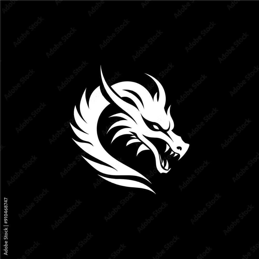 Fototapeta premium Logotipo simples dragão preto e branco vetor