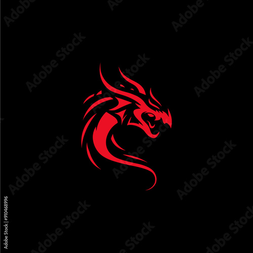 Wallpaper Mural Logotipo simples dragão preto e branco vetor Torontodigital.ca