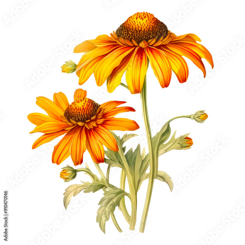 Watercolor Classic Flowers and Fruits, Birds and Animals Aesthetics Isolated on white background