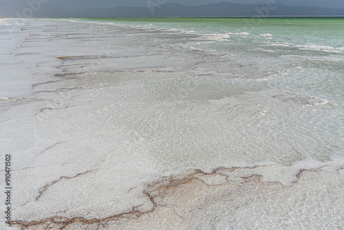 Lake Assal is the largest salt lake in Djibouti. It is a crater lake in the central part of Djibouti, located in the Afar Basin 155 m below sea level. photo