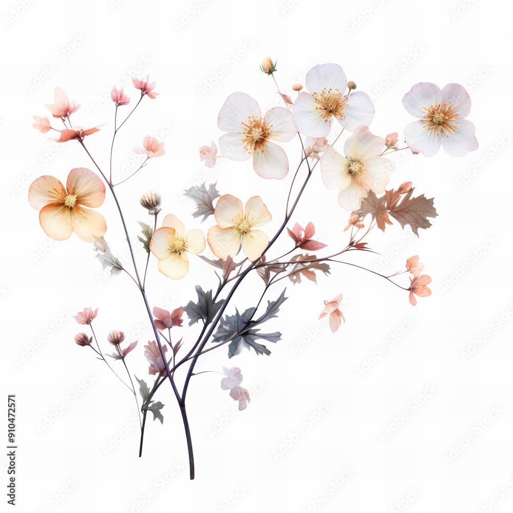 Background Esthetics, Dried Flowers, Dried Flowers, Tiny Inflorescences, Delicate Flowers, Bunch, Twig, Isolated On White Background Background Esthetics, Dried Flowers, Dried Flowers, Tiny Inflorescences, Delicate Flowers, Bunch, Twig, Isolated On White Background