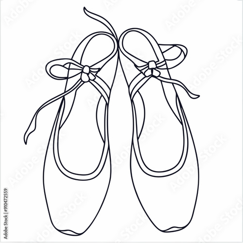 Line art of ballet shoes on a transparent background