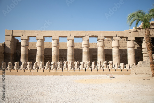 Obraz na płótnie Beautiful view of ram sculptures in ancient Karnak Temple in Luxor, Egypt w salonie